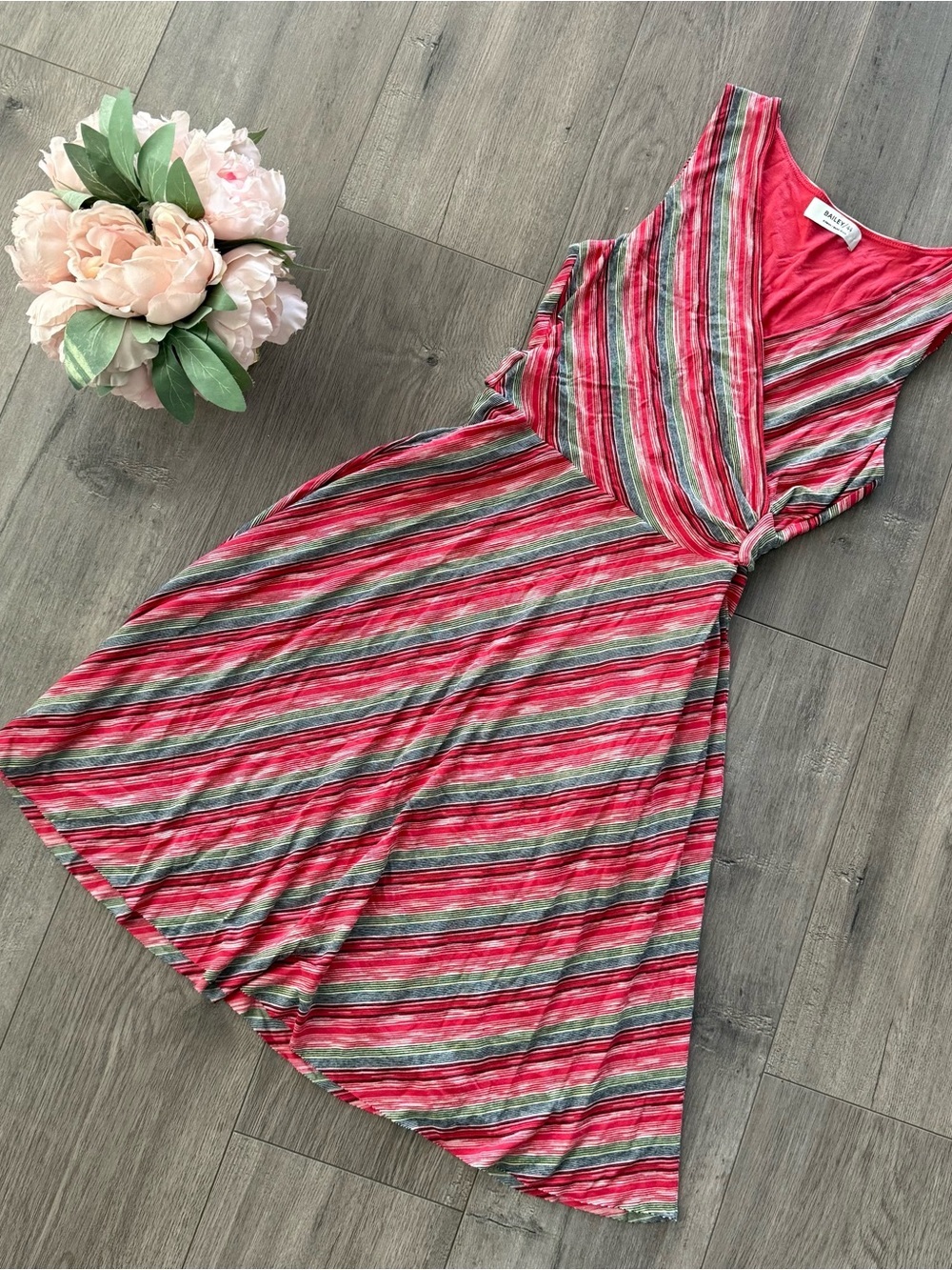 Anthropologie Bailey 44 Emile Red Striped Wrap Dress - Picture 2 of 6